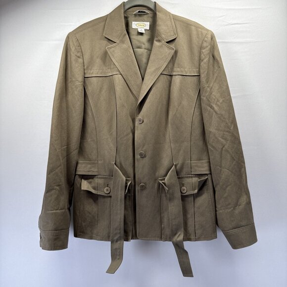 Talbots Womens Blazer Jacket Size 12 Safari Button Pockets Linen Blend Safari - Picture 3 of 14